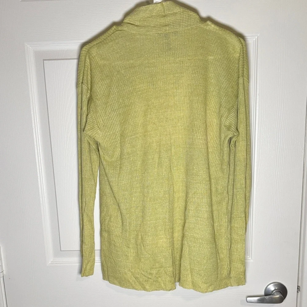 Eileen Fisher Organic Linen Open Cardigan Sweater XS Chartreuse Green